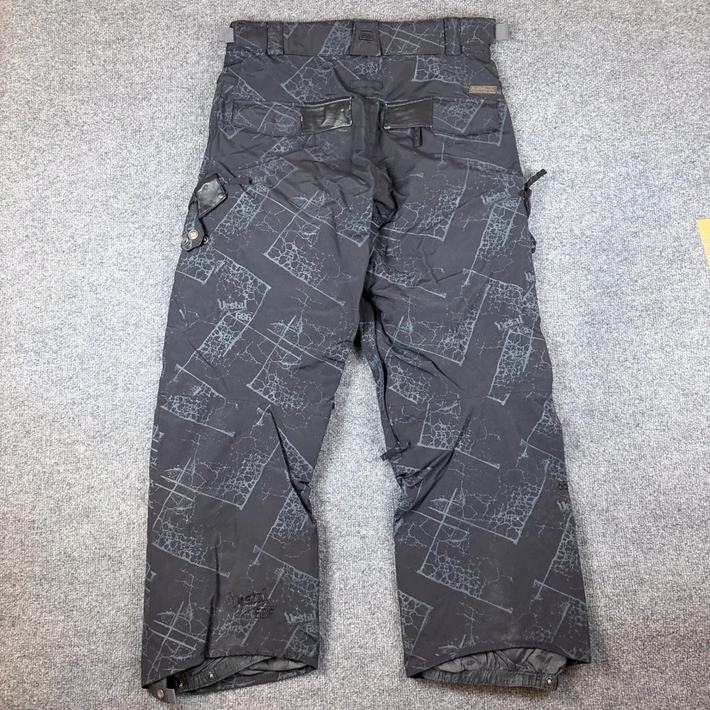 686 x Vestal Snowboard Pants Mens S Black Gray Crackle Print Cargo Ski
